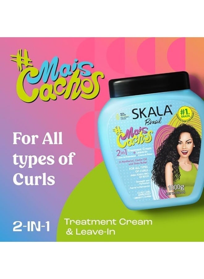 SKALA Mais Cachos for hair type 3ABC - 2 IN 1 Conditioning Treatment Cream & Cream To Comb 35.2oz, BLUE - Image 3